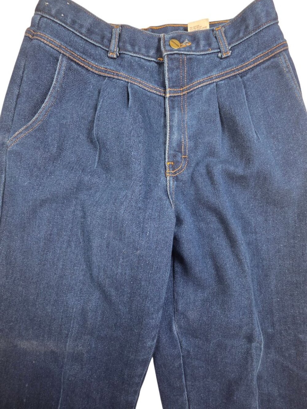 Vintage Womens Ditto Classic Curve Pleated High-Waist Denim Jeans Size 14L